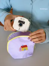 刺繍入り 旅行用洗面ポーチ【小型・家のデザイン】