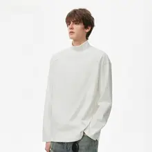 長袖Tシャツ メンズ ハーフタートルネック 発熱インナー 切り替え パッチワーク あったか 秋冬