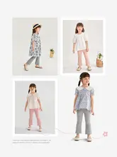 抗菌高弾性 女児用夏用 薄手カジュアルパンツ【九分丈・フレアデザイン】（セットアップ対応）
