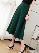 深緑色のAラインハイウエストロングスカート【プリーツ・レトロデザイン・大きいサイズ対応】