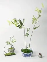 リアルな竹葉デザインのインテリア花瓶【禅スタイル・装飾用】
