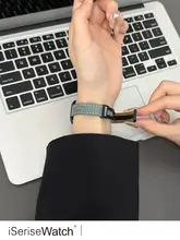 Apple Watch用レザーとデニムの磁気バンド【クリエイティブデザイン・細身・夏用】