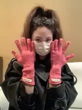 羊毛混紡の秋冬用指なしタッチスクリーン対応ニット手袋【長めのデザイン】