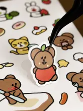 かわいいクマのカートゥーンデコレーションシール【水に強い・手帳やノートに適】