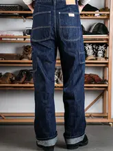 職人パンツ 労働者向け ダブルニー伐採パンツ デニム生地 14OZ 三本針 再創作