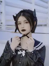 カチューシャ レース 黒羽根 ゴシック ブラック ハロウィン 甘ロリ ヘアアクセサリー