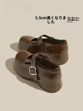 春季用 フレンチスタイルのマリジェンシューズ【内増高・粗いヒール・レトロデザイン・浅口】