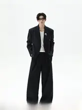 ヴィンテージ風カジュアルスーツ【向日葵装飾付き・ゆったりストレートパンツ】（セットアップ対応）