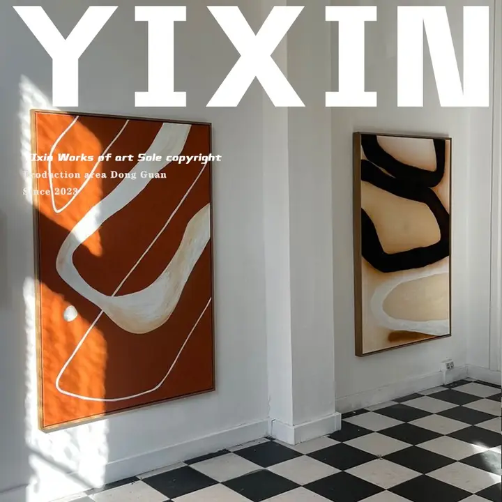 モダンアート抽象油絵【マーブルカラー・手描き・リビングルーム装飾用】