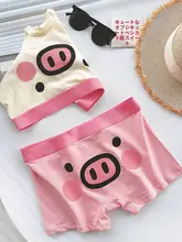 男性用 コットン製 抗菌 メッシュブリーフ【吸汗・快適・可愛い豚柄・ショートパンツ】