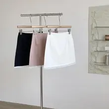 レースフリルピンクのハイウエストスカート【夏用・透け防止・女性用】