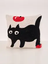 可愛いカートゥーン猫のクッションカバー【ニット素材・リビング・子供部屋用・おしゃれなデコレーション  】