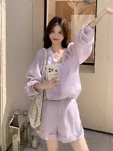 2点セット レディース パープル UVカットシャツ ショートパンツ カジュアル 着痩せ 毎日コーデ 夏