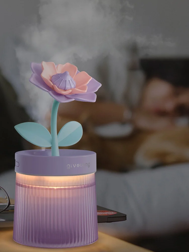 栀子花デザイン USB加湿器：24畳部屋向けの静音加湿性能と女性ユーザーに最適なデ  ザイン