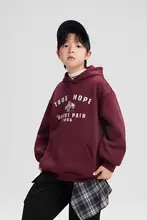 加絨フード付き子供用パーカー【赤・秋冬用・大人っぽいデザイン】