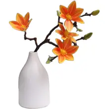 モダンシンプルな陶器製花瓶セット【フェイクユリの花・インテリア装飾用】