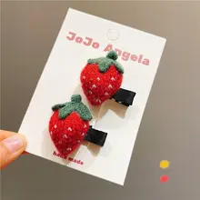 かわいい苺デザインの子供用ヘアゴム【ニット・赤色・女児用】