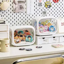 アクリル製 デスクトップ展示用収納ボックス【宇宙船デザイン・階段式・バッジ用】