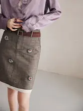ビーズ刺繍デザインのリバースカラー半身スカート【レトロスタイル】