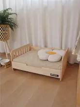 ペットベッド 小型犬 四季用 耐久性キャンバス 無垢材