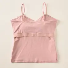 綿100% ワンショルダー女性用タンクトップ【胸パッド付き・インナー・カジュアルスタイル・ウエストまでの丈】