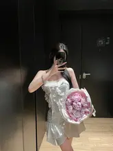 甘美な小白花のチュニックビスチェワンピース【ハンガー付き・美しいデザイン】（セットアップ対応）