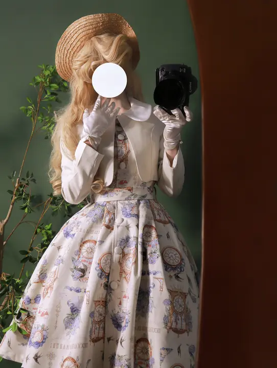 優雅なプリントデザインの春用ロリタワンピースコート【レトロスタイル・CL-A】