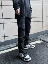 ブラックデニムパンツ【レギュラーフィット・破れデザイン・カジュアル用】