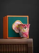 中華風 敦煌飛天デザインの高級ティーカップ【エナメル彩・個人用・功夫茶具】