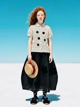 米白の水玉シャツ【夏用・文芸スタイル・立体花柄・ドールカラー・短袖】