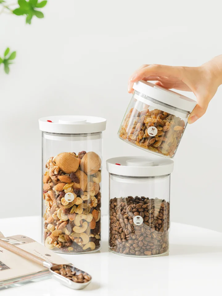 TIMEMORE 真空ガラス密閉容器【食品・お茶・コーヒー豆用・キッチンストレージ】