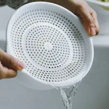 食品用プラスチック製白色洗面器【二層構造・水切り機能・家庭用・電子レンジ対応】