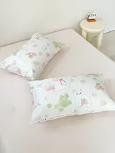 夏の爽やかさ！花柄猫デザインの全棉枕カバー【親肌感・おしゃれなインテリア】