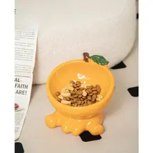 高脚デザインの猫用陶器ボウル【大口径・水と餌兼用・首に優しい】