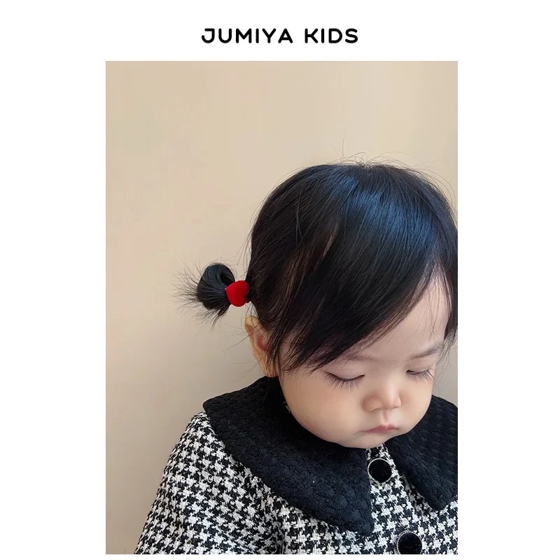 赤いゴム製ベビー髪飾り：高弾力で痛くない女の子用のセットアップ対応アイテム