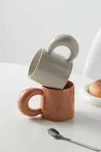 北欧風 シンプルデザイン 陶器製 マグカップ【家用・コーヒー・ティー・ミルク用】