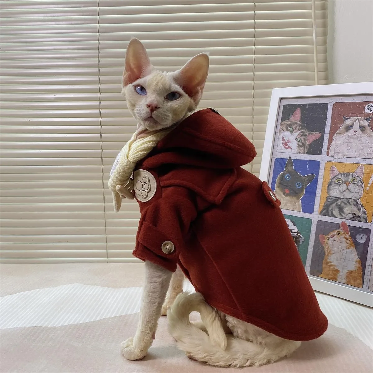 秋冬用 スフィンクス猫用 毛ウールコート：厚手で暖かさとデザインを兼ね備えた実用性解析