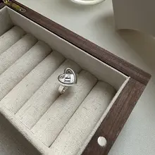 S925純銀製 ハート型ダブルレイヤーリング【シンプルでスタイリッシュ】