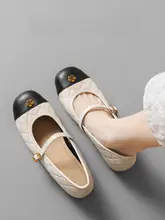 真皮製 チャメリアモチーフ ダンスシューズ【春向け・バイカラー・フラットバレエシューズ・デザイン性あり】