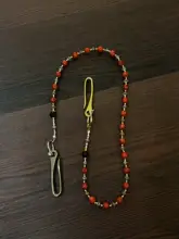 袖口装飾のビンテージ手作りアゲートビーズパンツチェーンアクセサリー