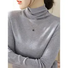 デザインネック長袖ウールニットトップス【女性用・フィット・スタイル】