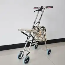 折りたたみ式4輪老年用買い物カート【座れる・便利な手押し車・ショッピング用】