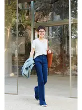 MsDidion 秋用ストレッチデニムパンツ【高密度コットン・スリムフィット・マイクロフレア】