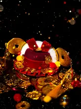 新年の小さな财神君 六芒星デザインのロリータ子供用帽子【可愛い銭をモチーフ・祝いの帽子】