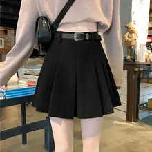 黒色ウール混プリーツスカート【ミニ丈・ハイウエスト・Aラインデザイン】