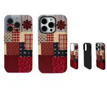 レトロ風 ハートチェック柄 モバイルフォンケース【二合一・iPhone用・汎用デザイン】