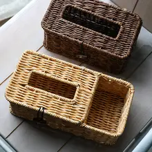 KENS 藤編みティッシュボックス【手作り・中華風・洗面所用】