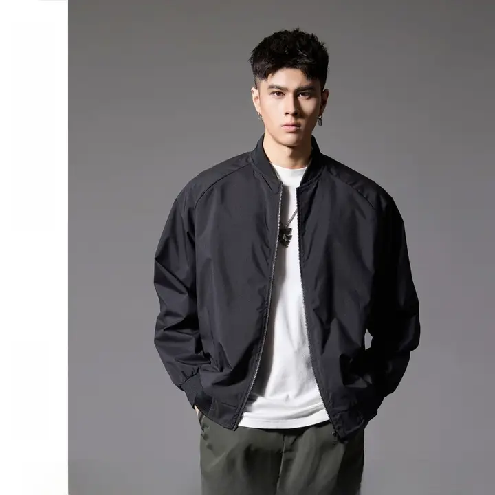 PINLI メンズ秋用フライトジャケット【シンプルデザイン・カジュアル・フィット】
