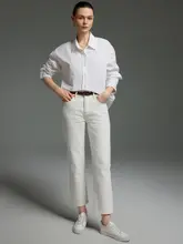 ハイウエストストレートデニムパンツ【レトロスタイル・スリムフィット・九分丈】