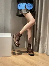 水洗馬皮製の厚底マーチンブーツ【レディース・クラシックデザイン・バイカーブーツ】